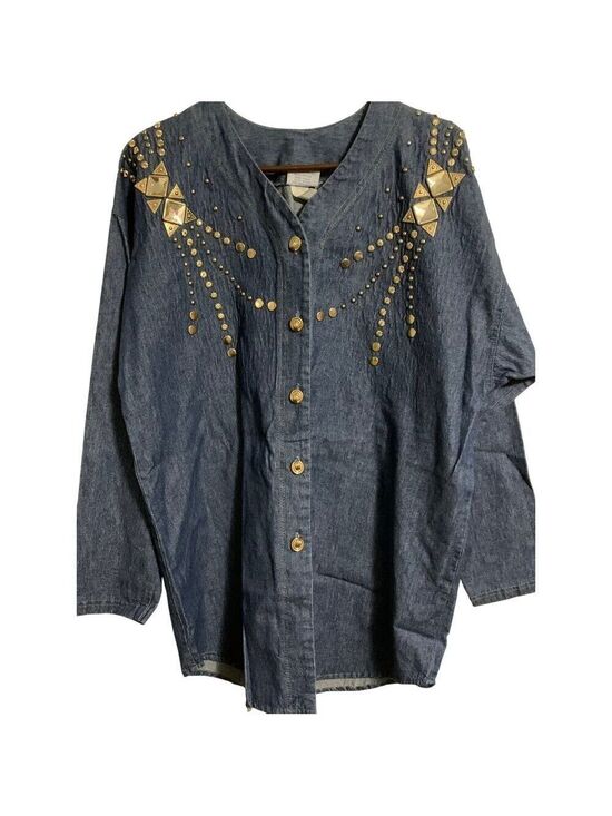 Super Line Jackets & Blazers - Super line Vintage denim shirt tunic jacket 1980 1990 oversized retro